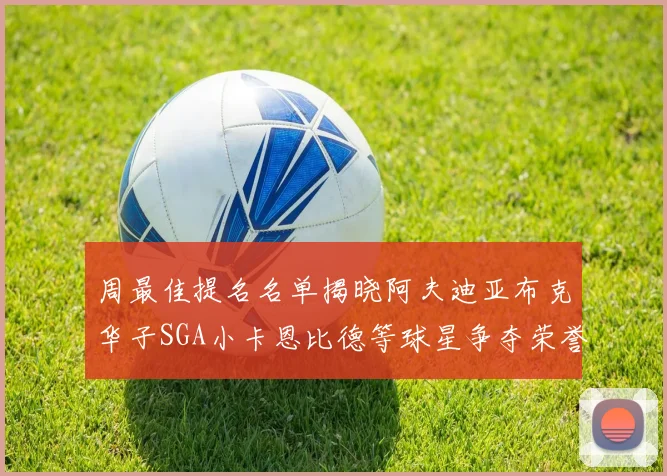 周最佳提名名单揭晓阿夫迪亚布克华子SGA小卡恩比德等球星争夺荣誉